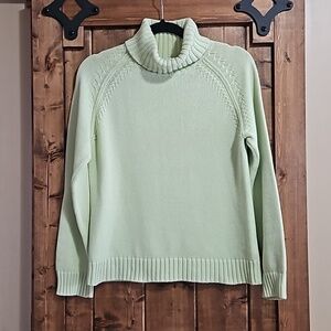 Jessica Sport Mint Green Cotton Knit Turtleneck Sweater Size Small